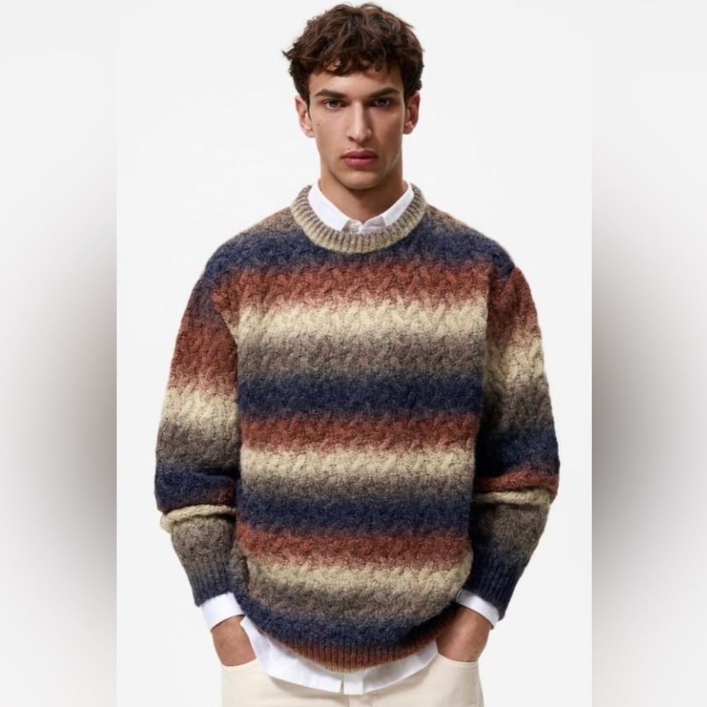 Zara Multicolor Crewneck Sweater Size M